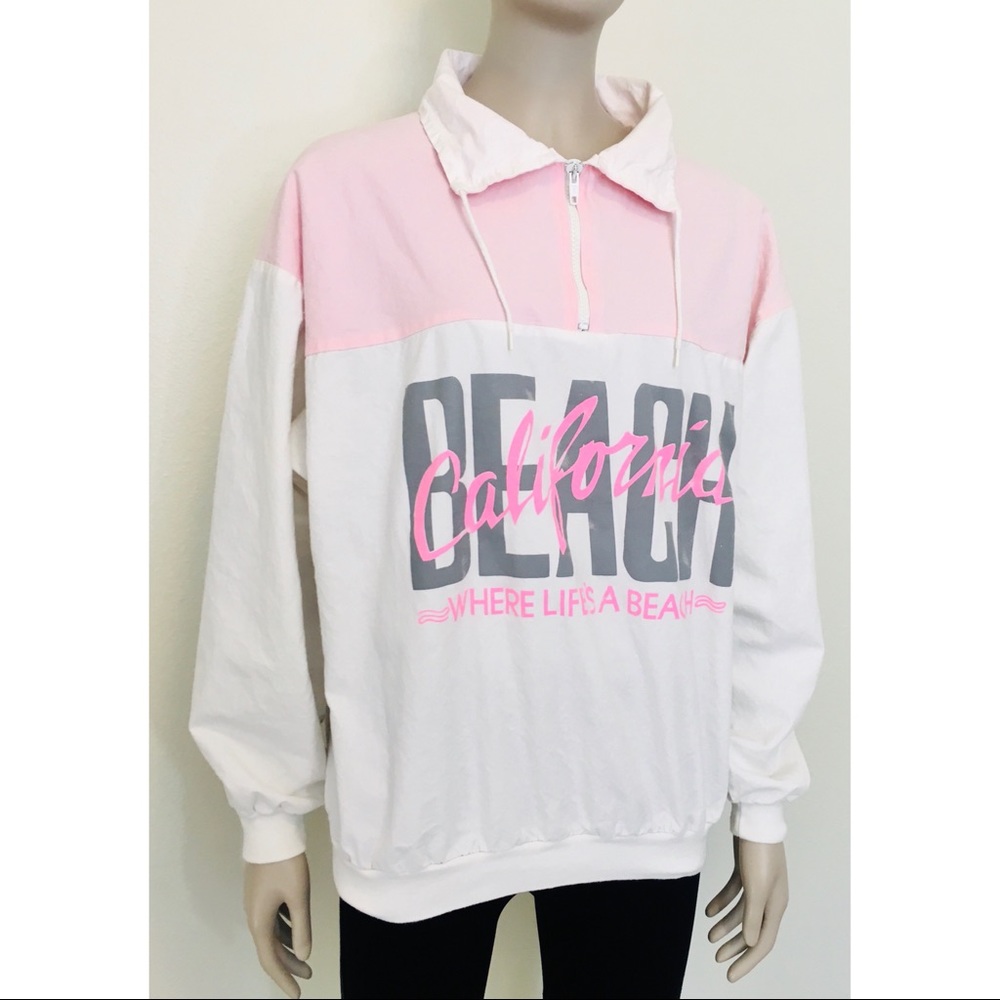 Vintage California Beach 3/4 Zip Pullover